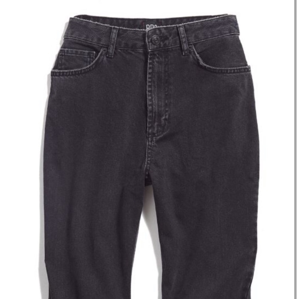 BDG washed black cut off high rise mom jeans